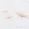 GOTHIC BAT CZ BEZEL NOSE STUD 316L SURGICAL STEEL L-SHAPE NOSE RING